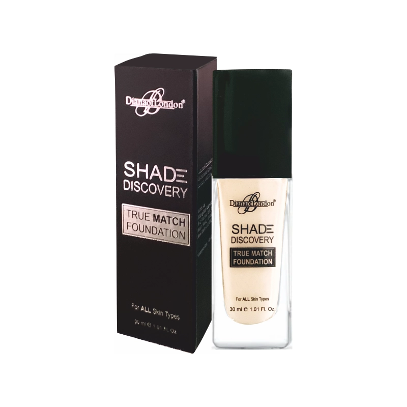 Diana of London True Match Foundation – delivers natural-looking finish with skin tone-matching coverage and smooth texture.